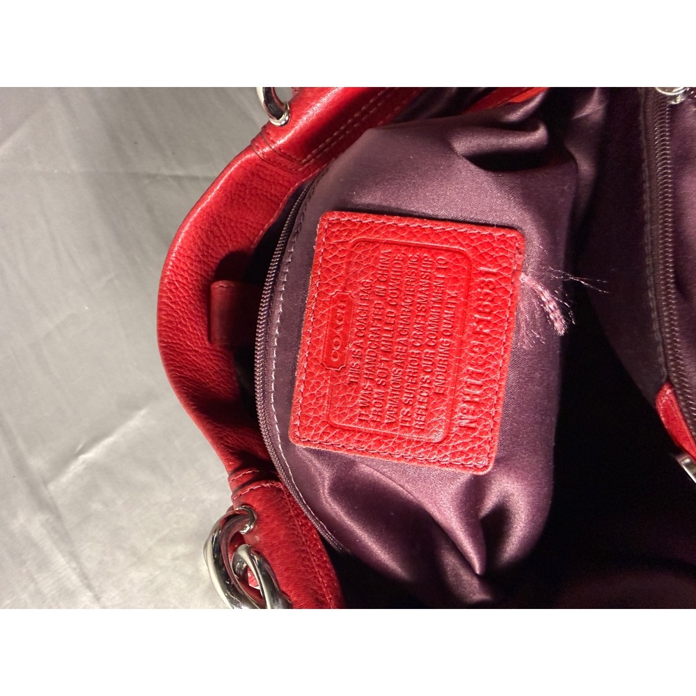 Coach Chelsea Heritage Red Pebbled Leather Tote Shoulder Bag F16831 - Picture 5 of 5